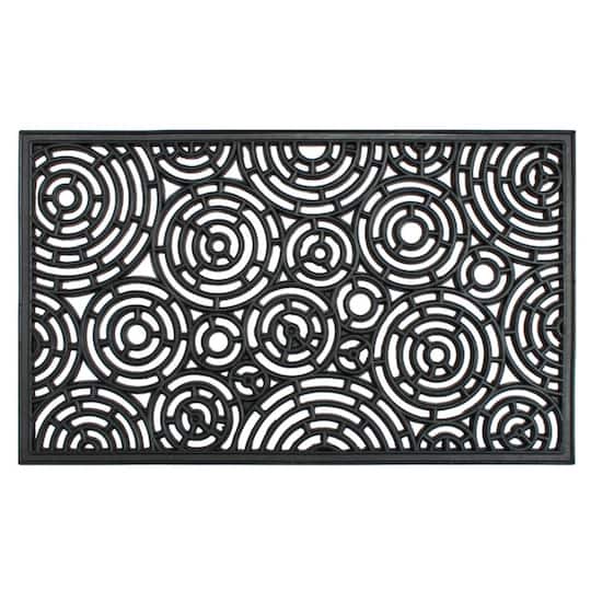 RugSmith Black Molded Circle Patterns Rubber Doormat